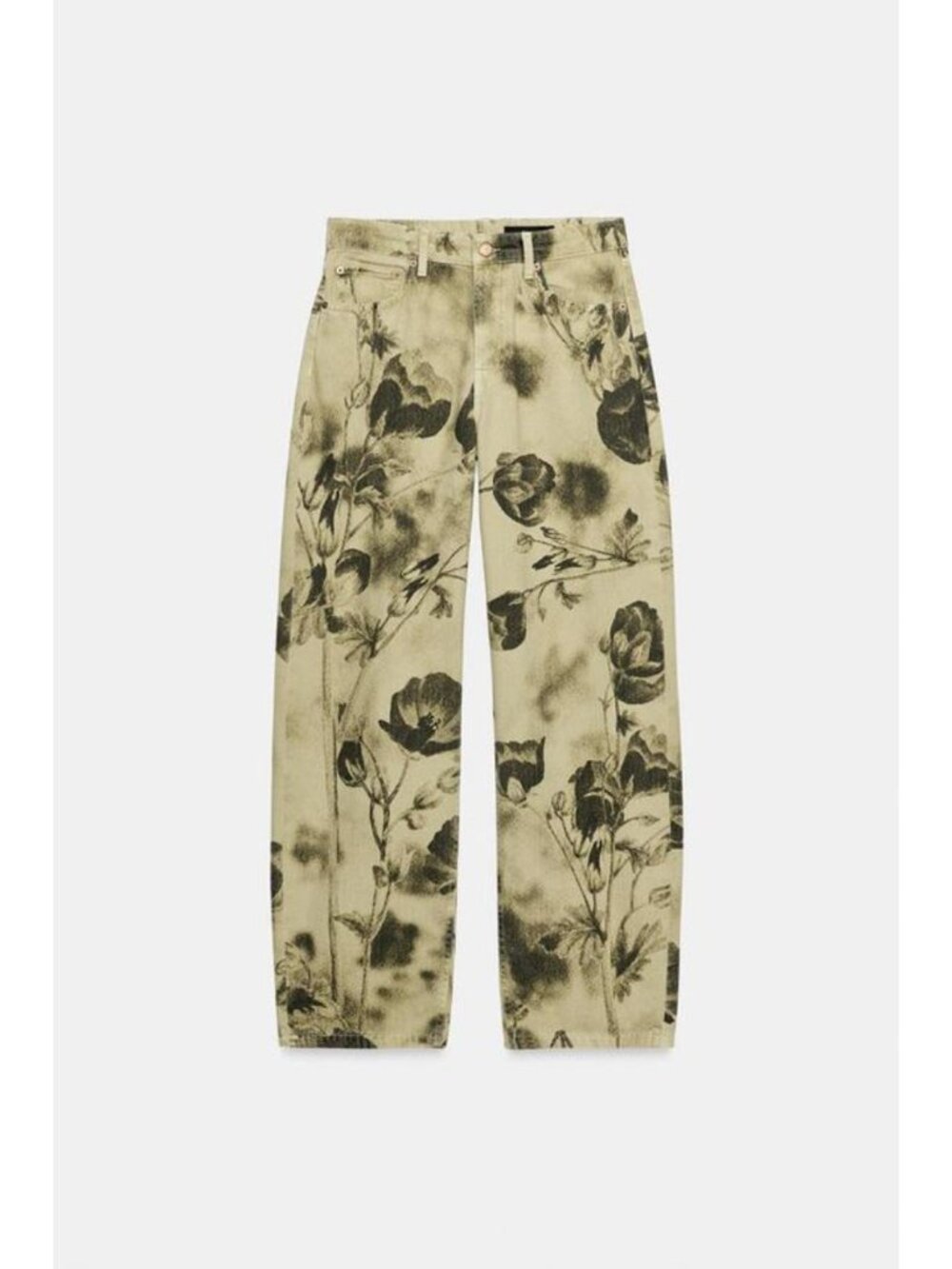 ZARA ZW COLLECTION MID-RISE BARREL JEANS WITH FLORAL PRINT 9632/271/731